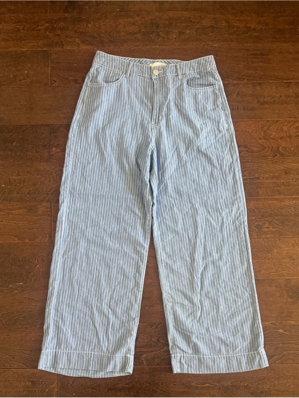 Habitual Women’s Size 8/29 Blue White Pinstripe Wide Leg Cotton Pants